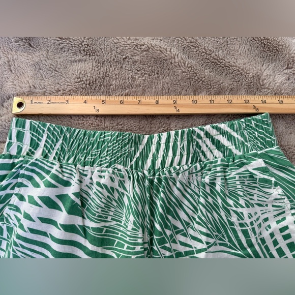 Panama Jack Linen Blend Wide Leg Pants Sz M Tropical Palm pockets green white - Picture 6 of 13